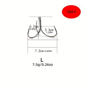 5개 트리플 후크, 트레블 후크, 낚시 바늘, 바브리스 낚싯바늘, 낚시 용품