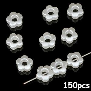 150개 BEADIA 플로럴 비즈 - 오각 꽃 디자인의 우아한 크림색 (크리미 화이트) DIY 목걸이, 팔찌, 귀걸이용 비즈 - 초보자와 전문 주얼러를 위한 완벽한 선택, 선물, 생일, 기념일 선물 - 대량 구슬 재료, 주얼리 만들기, 복잡한 디자인이 가능한 비즈