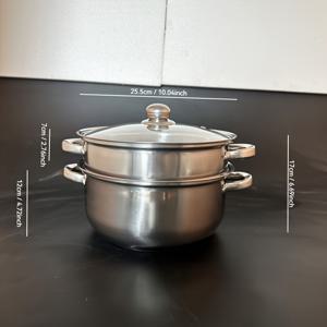 TEMU 마그네틱 수프 냄비가 있는 이중 레이어 스테인리스 스틸 찜기; 찜을 위한 다용도 냄비
