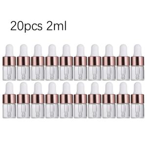 TEMU 20개 1ml 2ml 3ml 5ml 미니 에센셜 오일 샘플 유리 드로퍼 병, 로즈 골드 캡 투명 유리병