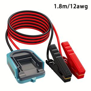 TEMU CHEEYYIIE 6FT 12AWG 점프 케이블 (마키타용 어댑터 포함), 와이어 케이블, 18V 배터리 점프 스타터 (중형 차량 및 경량 트럭용), 차량 점프 시공 도구, 배터리 미포함