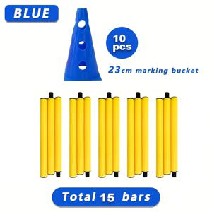 6개 또는 10개 구멍이 있는 23CM 간판 버킷과 9개 또는 15개 분리형 보관 간판 폴대, 강아지 점프 폴대, 장애물 로드 콘 및 장벽 폴대 (장애물 포함), 축구 및 농구 훈련 장비 간판 버킷 폴대 및 장애물