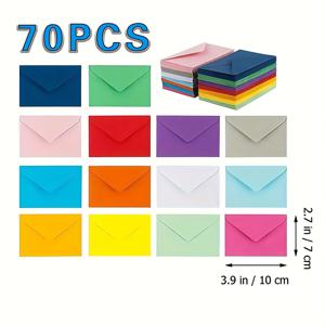 70개 혼합 컬러 미니 봉투 세트 | 자체 접착 | 10×7cm/3.94×2.75인치 | 다목적 선물/명함 봉투, 학교, 결혼식, 사무실 사용에 적합, 크리스마스, 할로윈, 추수감사절, 발렌타인데이