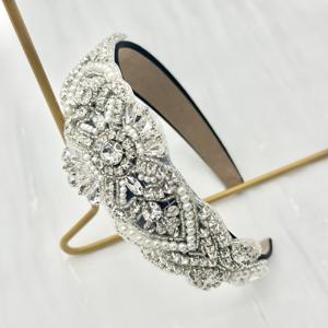 TEMU 핸드 스티치 DIY 비즈 은빛 유리 라인스톤 패션 헤어밴드 헤어 액세서리, 웨딩 액세서리, 파티 드레스업 의류 액세서리