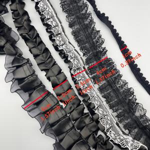 TEMU 5개입, 각 1야드, 레드 레이스 트림 리본 (드레스 스커트 의류용) - 다양한 크기 및 재질, 플리츠 러플 원단 리본 (공예 및 장식용), 플로럴 포장