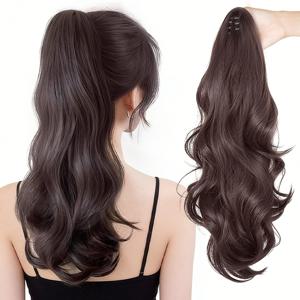 16inch 내추럴 하이 포니테일 클립인 웨이비 헤어 익스텐션 / 싱글 피스, 볼륨 업 헤어 추가, 키가 큰 피규어, 데이트와 파티 의상에 완벽. 데이트와 파티 룩에 필수