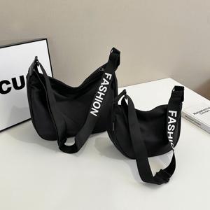 심플 캐주얼 솔더백 / 크로스백 (스몰 26cm・라지 35cm) - 블랙 옥스퍼드 소재, 여행,출장,데일리 멀티백, 가벼운 휴대용 숄더백