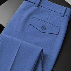 TEMU 발렌타인데이 남성 정장 바지 - 와플 체크 레트로 포멀 팬츠, 캐주얼 루즈핏 라이트 럭셔리 트렌디 다용도 레트로 비즈니스 정장 바지, 캐주얼 바지, 남성 정장 바지, 레귤러 핏