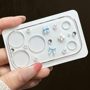TEMU 세련되고 귀여운 3D 핑크 블루 리본 진주 투명 카메라 보호 필름, 아이폰 17 Pro Max/17 Pro 유리 렌즈 보호 필름 호환