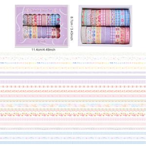 TEMU 와시 테이프 20개 세트 선물용 장식용 마스킹 테이프, 귀여운 마카롱 색상, 체리 & 디저트 테마 여성, 학생용 플래너 액세서리, 스크랩북킹, 저널링, DIY 공예, 불렛 저널용