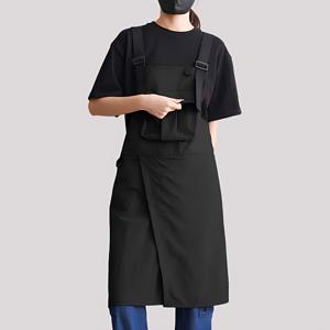 TEMU 트렌디한 멜빵 디자인의 기능성 작업 앞치마. 남녀 공용 슬릿 디자인, 다양한 공구 포켓이 장착되어 바리스타 및 미용사에게 적합합니다.