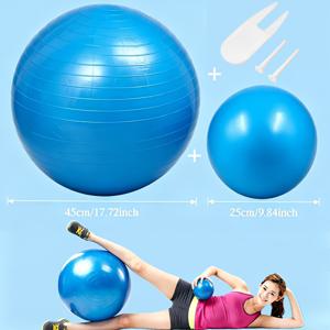 TEMU 액세서리 3종 세트: 대형 요가 볼 1개(45cm), 소형 미니 요가 볼 1개(25cm), 에어펌프 및 에어플러그 1세트. 요가, , 피트니스용—가정용 피트니스 및 사무실 의자용 안정화 볼 장비, 코어 및 균형 훈련용 액세서리