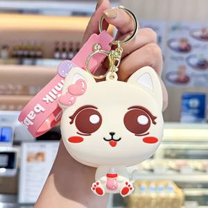 TEMU 매력적인 고양이 실리콘 동전 홀더 - 편리한 키체인 가방, 사랑스러운 만화 하트 모양 수납 용기 - 재사용 가능한 실리콘 고양이 지갑 정리함
