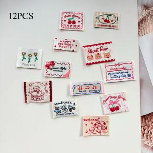 TEMU 혼합 스타일 우븐 라벨 자수 패치 패브릭 스티커 12개, DIY 공예 및 장식용품용