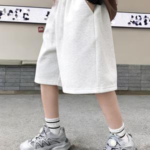 TEMU 남아용 라이트 그레이 반바지, 캐주얼하고 통기성이 좋으며 여름에 완벽, 모든 사이즈의 아이들에게 스타일리시하고 다재다능하며 야외 활동에 적합