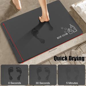 TEMU 해양 규조토 욕실 매트 1개, 욕실용, 미끄럼 방지 뒷면, 속건성, 부드러운 규조토 카펫, 샤워실, 주방, 현관용 흡수성 매트, 기계 세탁 가능, 심플한 다크 그레이 디자인