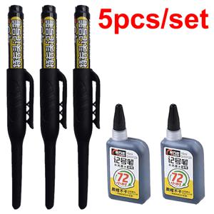 TEMU 창의적인 45mm 롱펜촉 마킹펜 세트, 다양한 마킹 요구를 충족하는 세 가지 색상, 빠른 건조, 깊은 구멍 마킹 도구에 매우 적합, 휴대가 간편한 펜클립 디자인, 세척 가능한 손잡이, 섬세한 필기구 (펜 3개+잉크통 2개)