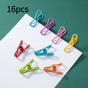 TEMU 16개 다용도 PVC 코팅 스틸 클립, 감자칩 봉투용 냉장고 밀봉 클립, 밀폐용 식품 보관 클립, 빨래를 걸기 위한 고하중 빨래집게, 주방 정리 도구, 빨래집게