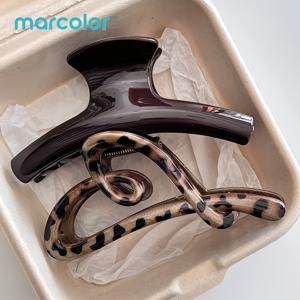 TEMU Marcolor 커피 컬러 행거 프린트 곡선 하트 발톱 클립 여성 헤어 액세서리 신상 고급 헤어핀 1/2개입