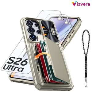 TEMU 폰 케이스: Vizvera, 갤럭시 S26 울트라 호환 폰 케이스 세트, 2개 하이드로겔 스크린 보호필름 포함 (폰 랜야드 포함), 카드 슬롯, 카메라 커버 및 스탠드, PC 소재 케이스, 가족 휴가 선물, 크리스마스 선물, 새해 선물