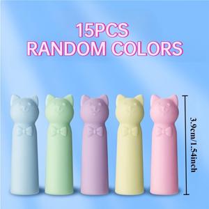 TEMU 고양이 연필깎이 15개입, 랜덤 색상, 지우개로도 사용 가능, 편안하고 내구성 있는 윗면 디자인 - 신학기, 사무실, 가정용으로 적합, 기념일, 할로윈, 크리스마스, 추수감사절 선물용으로 완벽한 선택