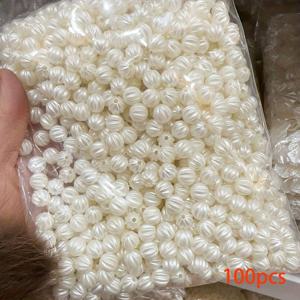 TEMU DIY 주얼리 제작용 9mm 화이트 아크릴 호박 구슬 100개, 팔찌 목걸이용 원통형 라운드 스페이서 비즈, 목걸이 팔찌용 공예 비즈, 호박 모양 비즈 장식