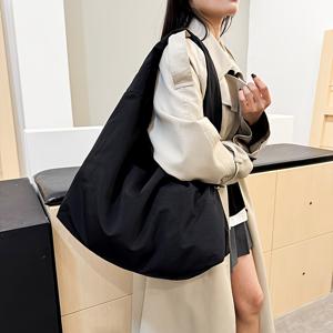 TEMU 대용량 일본/한국/홍콩 스타일 겨드랑이 가방, 빈티지 나일론 숄더백, 활용도 높은 캐주얼 겨드랑이 가방, 출근용 통근 가방, 여성용 숄더백