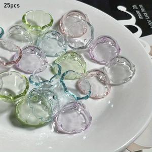 25개 아크릴 투명 풍경 캡, 해파리 풍경 커버, 키체인, 펜던트, 휴대폰 체인, 액세서리 재료, 다양한 색상, 풍경 걸이, 자동차 및 가정 장식 수공예품에 적합