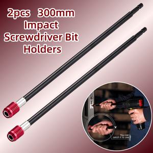 TEMU BAPW 2개 세트 300mm 확장형 임팩트 드라이버 비트 홀더, 마그네틱 익스텐션 로드 퀵 체인지 소켓 드릴 육각 생크 퀵 릴리스 드릴 가이드