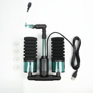 USB 듀얼 스펀지 수족관 필터, 산소 효과 있는 거북이 어항 필터, 높이 조절 가능, 360° 회전 수出口, 6-30갤런 수조용, IPX8 등급