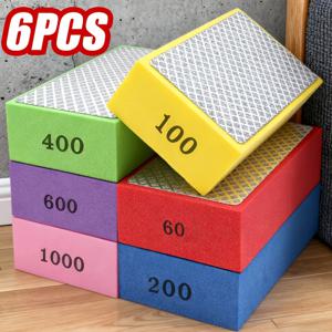 TEMU 6개 샌딩 도구, 광택 스펀지, 휴대용 광택 패드, 다양한 입자 크기의 연마 블록 60/100/120/200/240/400/600/1000#, 타일, 유리, 돌, 대리석, 화강암, 세라믹, 금속에 적합하며 습식 또는 건식 샌딩에 사용 가능
