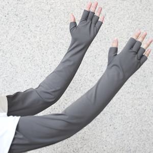 TEMU 남녀공용 다섯 손가락 긴 아이스 슬리브 팔토시 1쌍, 얇은 단색 신축성 긴소매 반장갑형 팔토시, 봄&여름