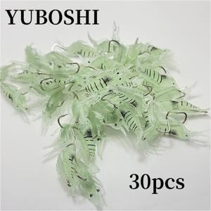 TEMU 야광 실리콘 모조 소프트 새우 루어 30개입/박스, 바늘 포함, 5가지 혼합 색상, 야외 낚시 액세서리