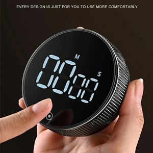 1개 자석 디지털 주방 타이머 (LED 디스플레이, 로터리 노브 제어, 카운트다운 및 스톱워치, 메모리 기능, 무소음/알람 모드, 요리, 베이킹, 운동 및 학습용 자석 뒷면) - 배터리 미포함