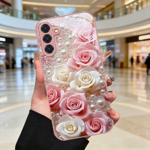 TEMU 휴대폰 케이스 - 로즈 배경 핑크 화이트 로즈 프린트 패턴 휴대폰 케이스, 갤럭시 S9+/S10/S20+/S20 울트라/S21 5G/S21+/S22/S23 플러스/S24 플러스/S25/S25 엣지/노트 9/노트 10/노트 10+/노트 20/노트 20 울트라에 적합