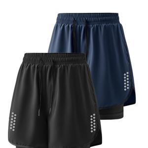 TEMU 2Pcss 세트 남녀공용 비시안티 운동 반바지 야외 러닝 피트니스 트레이닝 탄성 있는 2Pcss 여름 퀵 드라이 요가 바지 트랙 트레이닝 얇은 통기성 퀵 드라이 반바지 남녀공용 마라톤 반바지