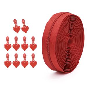 TEMU 마카롱 컬러 지퍼 177인치 + 10개 매칭 하트 지퍼 풀, 가방, 백팩, 지갑, 홈 텍스타일, 쿠션 및 재봉 교체품에 적합