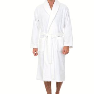 두꺼운 플란넬 가을/겨울용 긴 따뜻한 잠옷 남성용 목욕 가운 편안한 로브 (S, M, L, XL, XXL 사이즈에 적합)