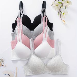 TEMU 가을 겨울 멀티피스 브라 세트, 푸쉬업 브라, 파티 및 모임에 적합, 언더와이어 브라, 5pcs 세트, 푸쉬업, 언더와이어, 편안한 브라, 24815# 5pcs