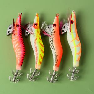 TEMU 4pcs Lures 8cm/3.14in 7g/0.246oz Luminous Squid Jig Fishing Wood Shrimp Lure Squid Jigs Lures