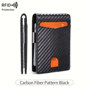 슬림 RFID 차단 양면 지갑 - 돈 클립, 신용 카드 슬롯이 있는 여권 커버, 향상된 보안 및 다기능 앞면 포켓 디자인으로 남성을 위한 이상적인 선물