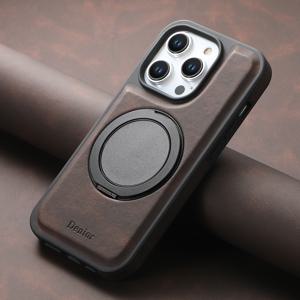 휴대폰 케이스: Denior 합성 가죽 휴대폰 케이스, 360도 회전 링 스탠드 및 접이식 손가락 그립 포함, 핸즈프리 킥스탠드 보호 커버, 아이폰 18 프로 맥스 17 에어 17 프로 17 프로 맥스 16 플러스 16 프로 맥스 15 14 13 12 시리즈, 사무 작업 및 일상 가정용
