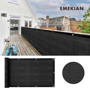 EMEKIAN 발코니 프라이버시 스크린 펜스, UV 차단 차양 패브릭 포함, 아파트 발코니 난간, 현관, 뒷마당, 파티오용, 1개, 블랙