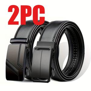 남성용 자동잠금 벨트 2개 - 퀵 릴리즈 버클 - 비즈니스, 여행, 일상용으로 가볍고 내구성이 뛰어남