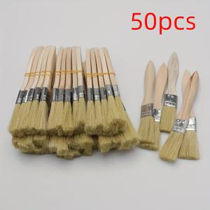 TEMU 1인치 페인트 브러쉬 50개 세트 - 미술, 공예, 페인팅, 스테인, 바니싱, 접착제 사용을 위한 납작한 브러쉬, 나무 손잡이 포함, 실내/외 사용, 가정용 보수 및 수리에 적합