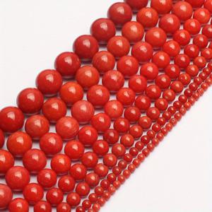 TEMU 2/3/4mm 천연석 레드 코랄 라운드 비즈, 루스 비즈, 정교한 팔찌, 목걸이, 귀걸이 제작에 적합, 여성 패션 선물