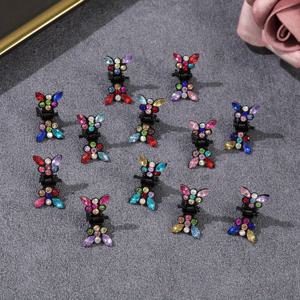 TEMU 12개 세트 빈티지 컬러풀 라인스톤 나비 머리핀, 여성용 헤어 고정 또는 할로윈 파티 착용에 완벽한 액세서리