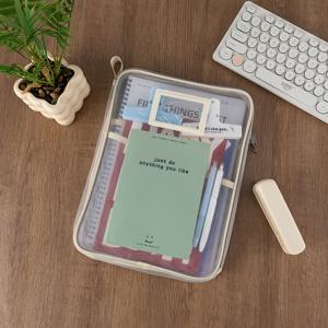 두꺼운 3겹 메쉬 정리 가방 - L자형 지퍼, 대용량 학교 책가방 (시험, 숙제 및 용품 수납), 내구성 강한 휴대용 멀티 컴파트먼트 학생/교사/직장인용