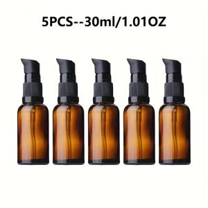 TEMU 12개/8개/5개 호박색 유리 로션 펌프병 (1.01oz / 1.69oz / 3.38oz) - 토너, 메이크업 리무버, 로션 디스펜서, 향수, 에센셜 오일, 샴푸, 샤워젤, 비누 디스펜서 용기, 재사용 가능한 여행용 액세서리