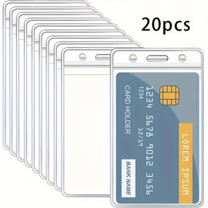 TEMU 20개 투명 PVC 방수 카드 홀더, 수직형 65*117mm 보호 슬리브 – 비즈니스, 버스, 은행, 신용카드, ID 및 배지 카드용 플라스틱 카드 프로텍터